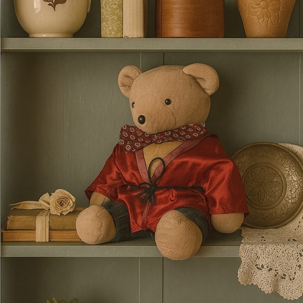 1970s North American Bear Co. Muffy’s Dad Bear – Red Smoking Jacket – 1979